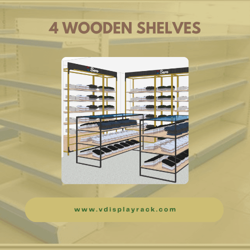4 wooden shelves