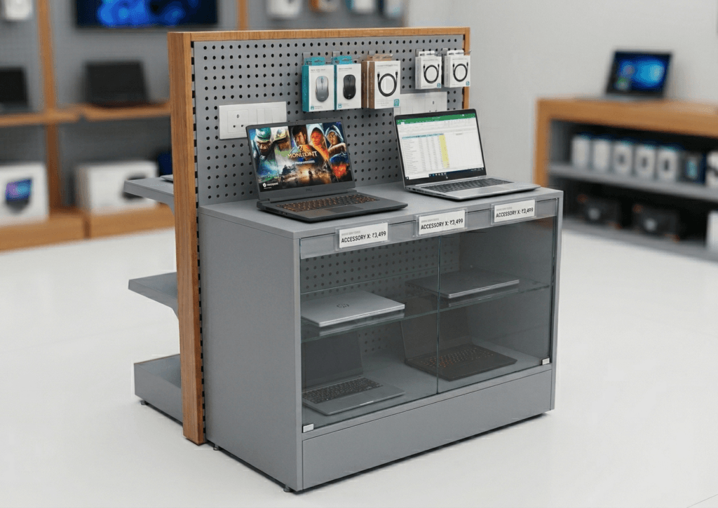 electronic laptop display rack