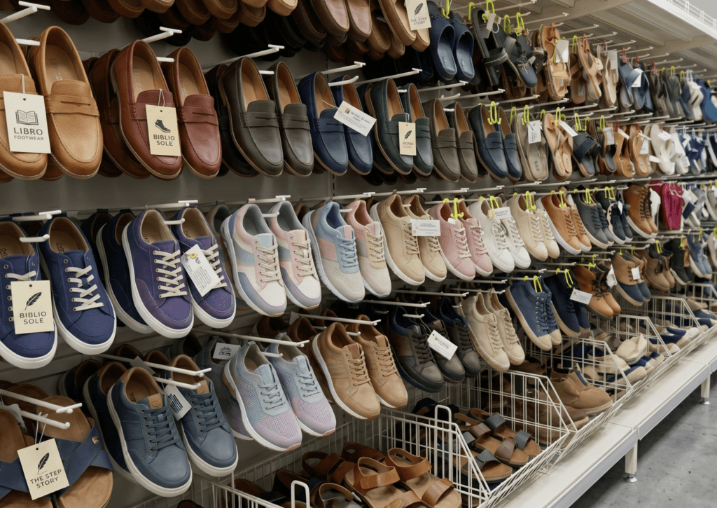 metal shoe store display rack