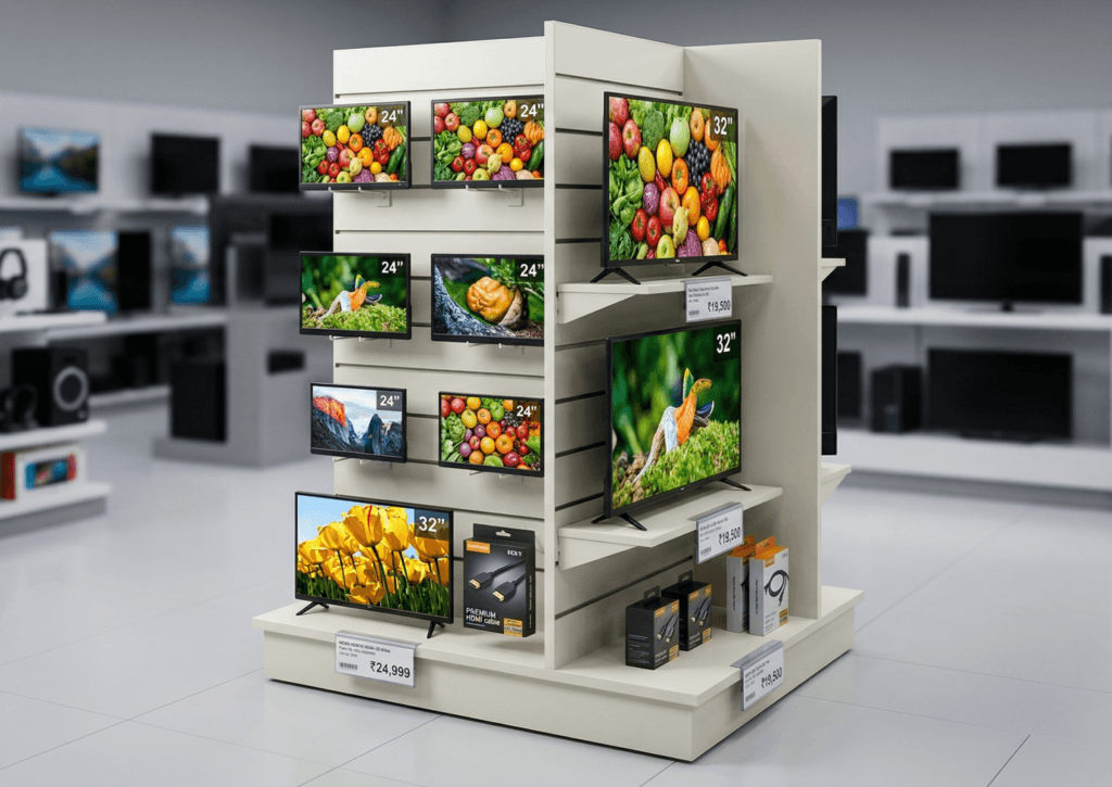 slat wall gondolas for electronic stores