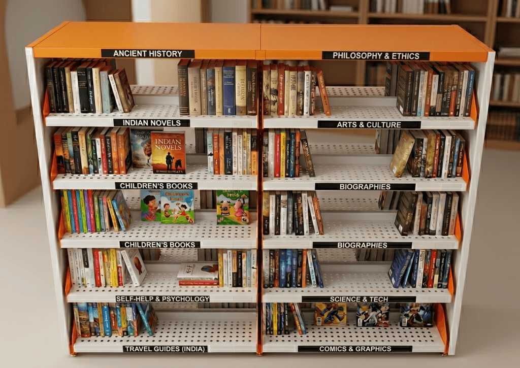 steel book rack shelves india